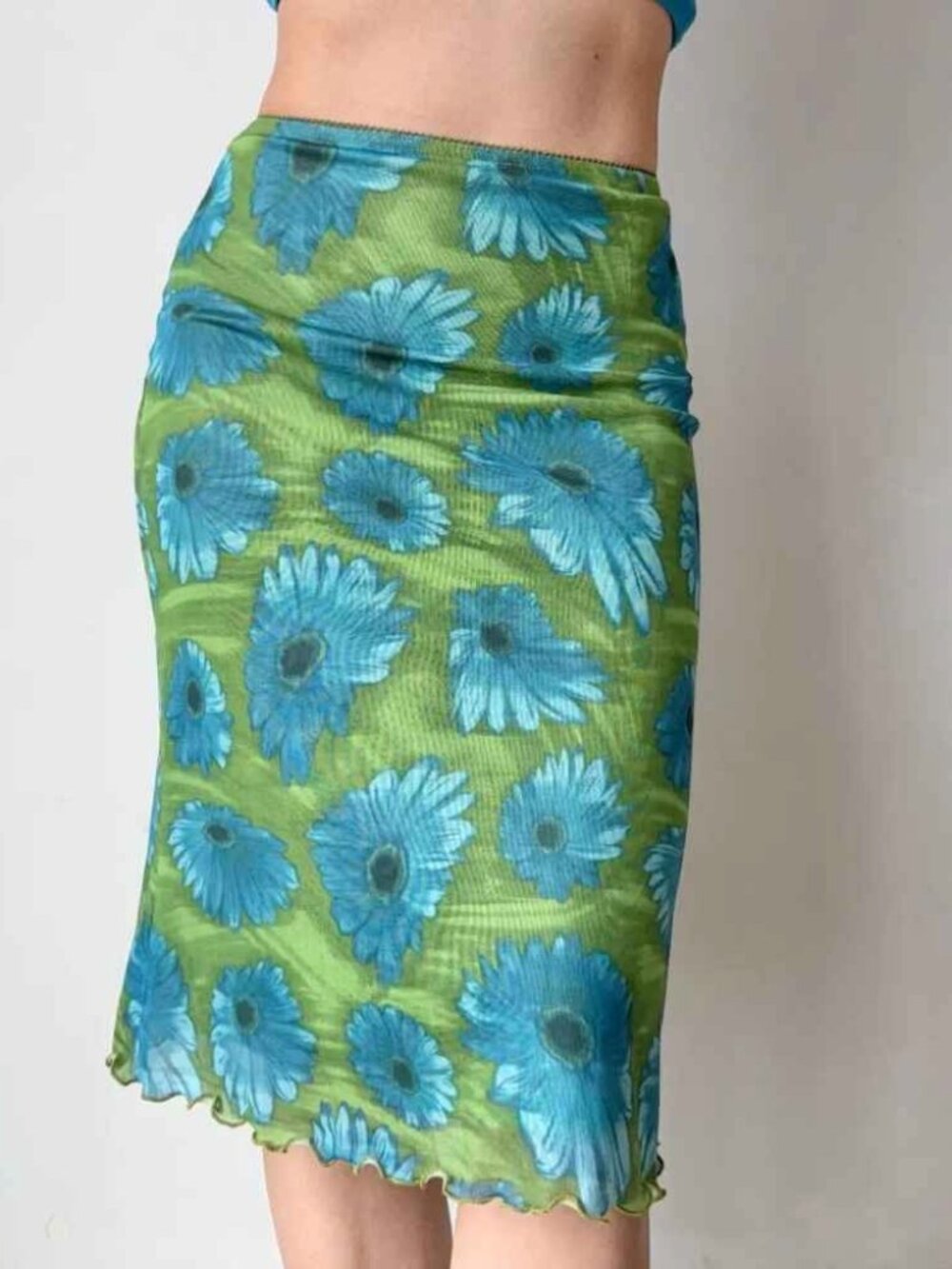 Forever 21 Green mesh midi skirt